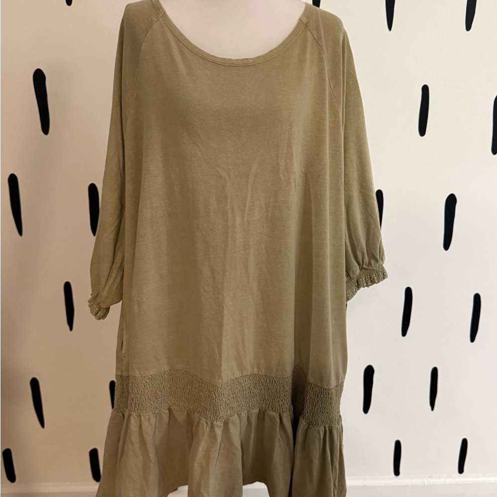 Free People Olive Tunic Dress with Smocked Hem